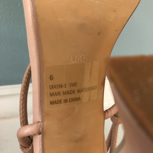 EGO Pale Pink My Angels Square Toe Lace-Up Sculptured Heel Sandals - Picture 5 of 10